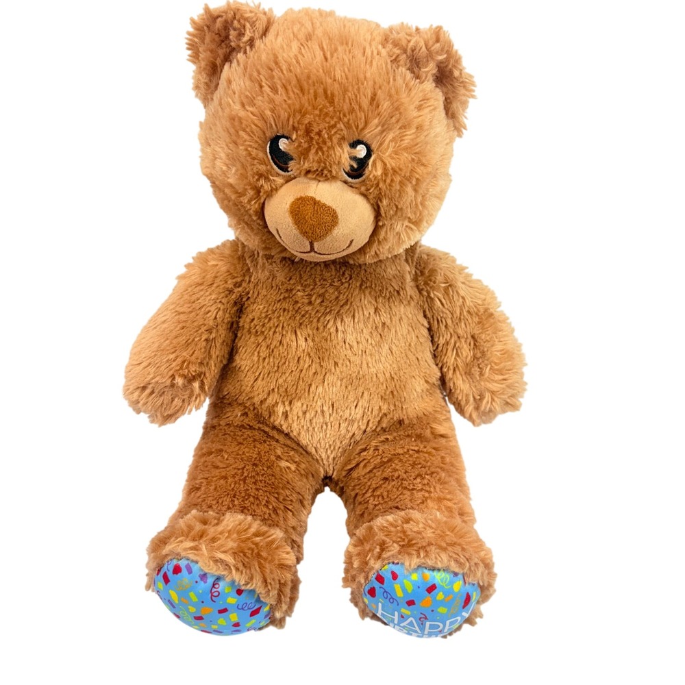 Build-A-Bear Workshop Happy Birthday Brown Bear Plush Colorful Confetti Paws